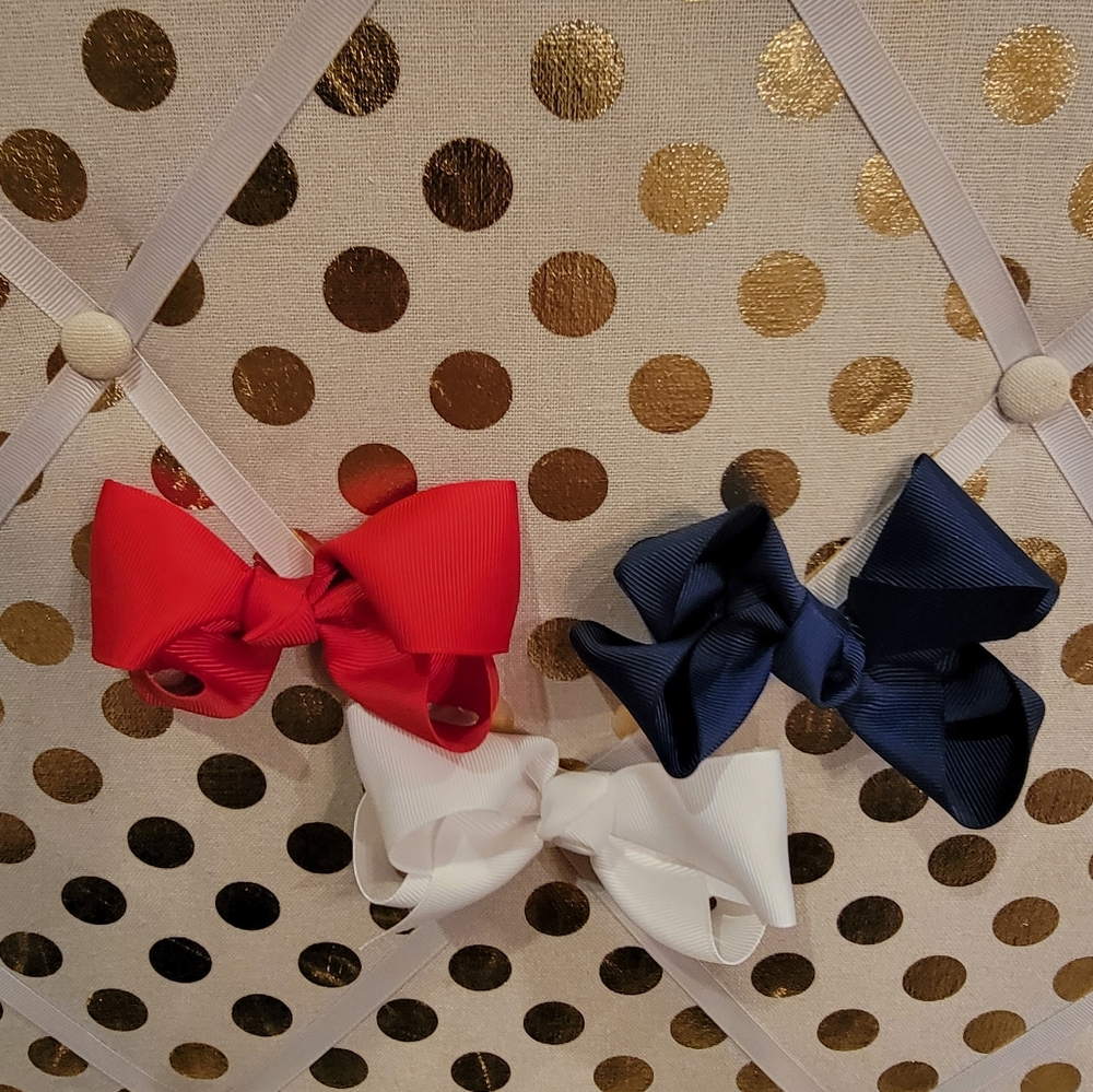 Girls Patriotic 3 Bow Set